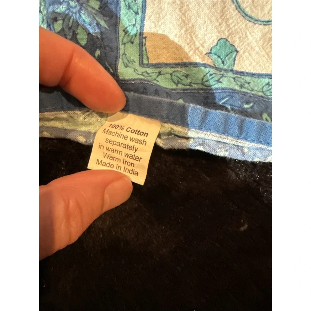 Blue Teal Floral Placemats (2) And Napkins (2) Cotton‎ India